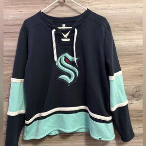 Women's Seattle Kraken Fanatics Deep Sea Blue Prime Time Lace-Up Long Sleeve